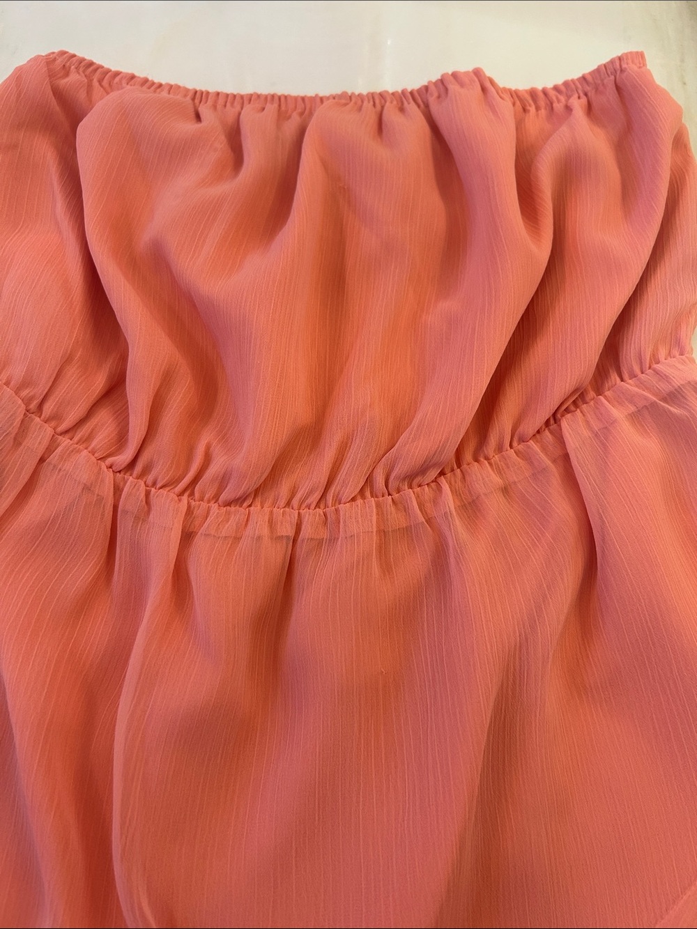 Express Peach Strapless Ruffle Romper - Picture 3 of 4